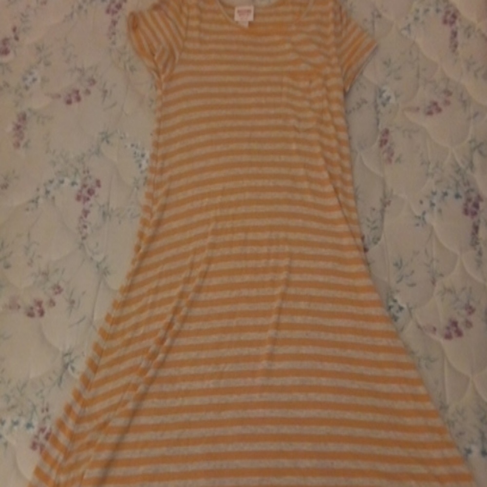 Yellow striped t-shirt dress